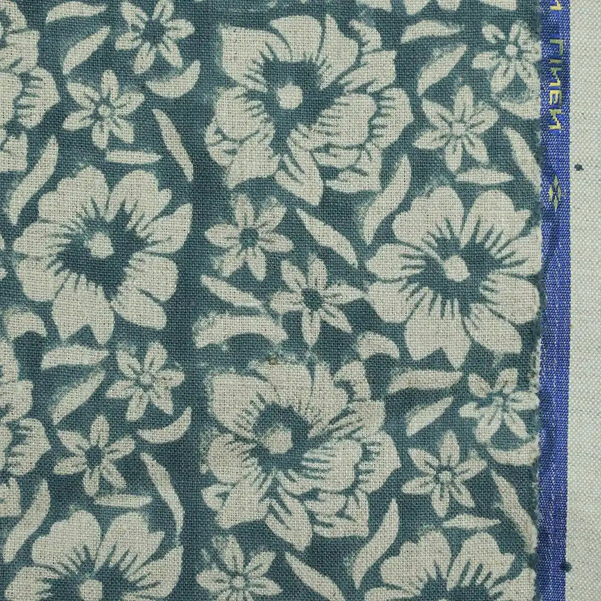 Yreva Floral Hand Block Print Linen Fabric