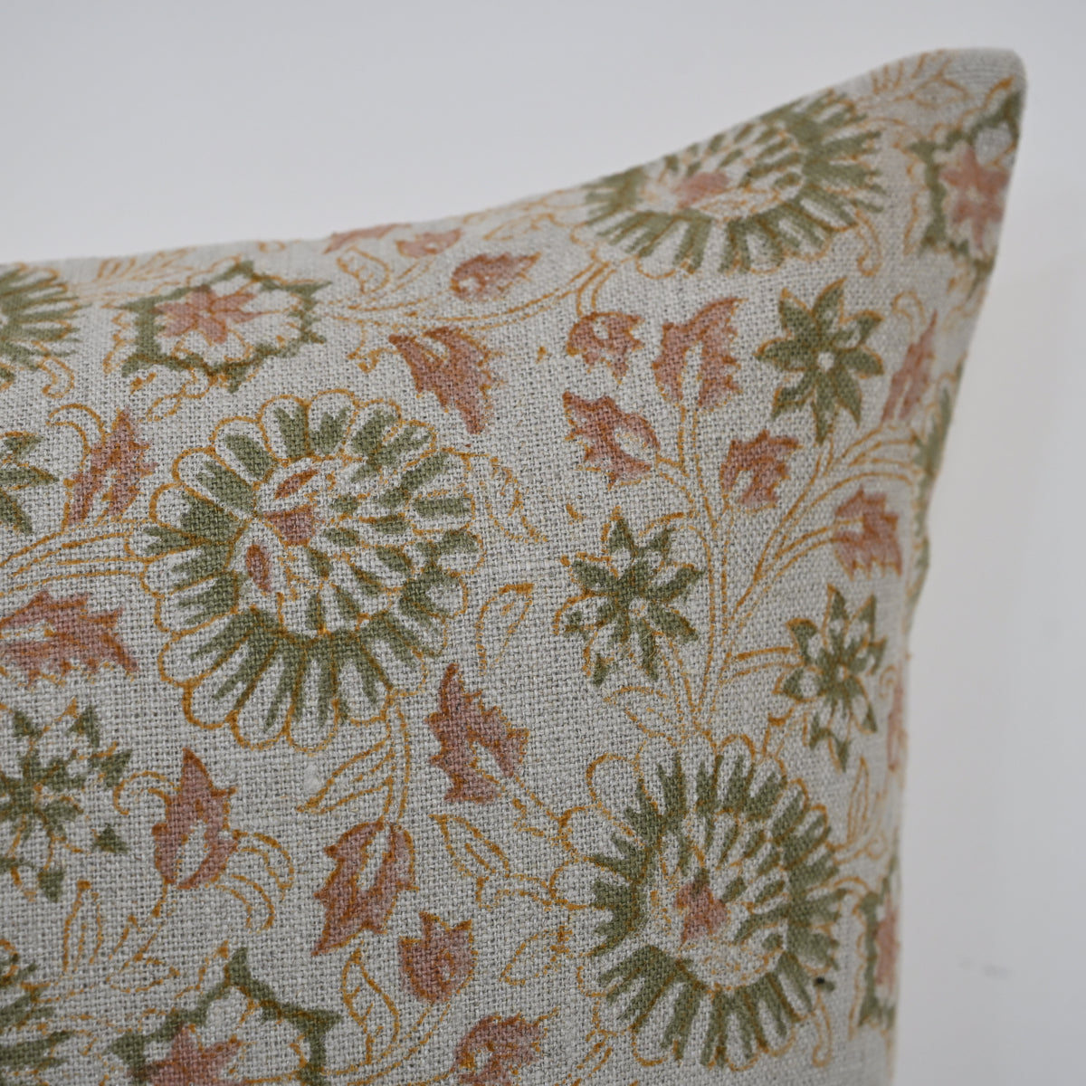 Alexis   Sage Linen Block Print Pillow Cover