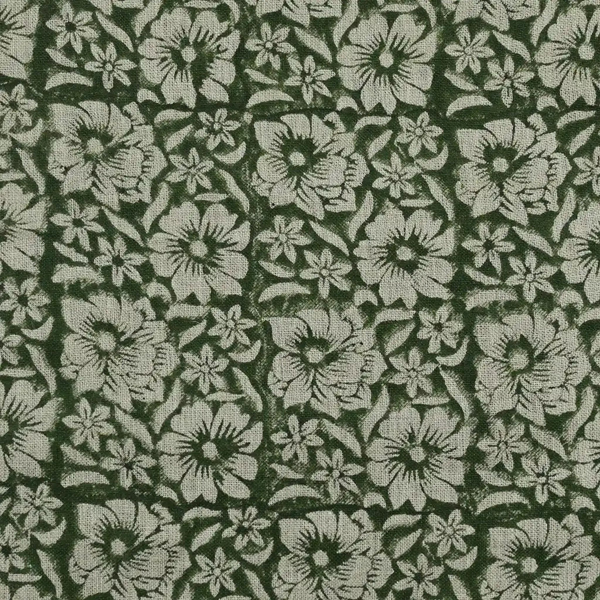 Yreva Floral Hand Block Print Linen Fabric