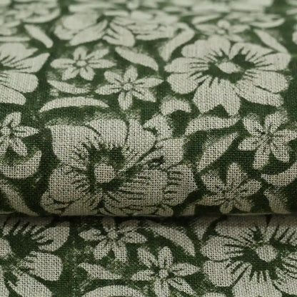 Yreva Floral Hand Block Print Linen Fabric