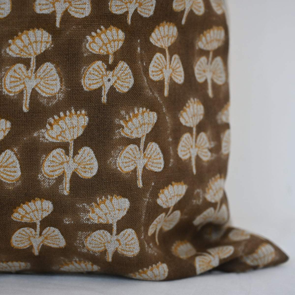 Joanna Espresso Linen Block Print Pillow Cover