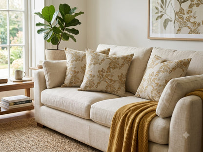 Faith Beige Block Print Pillow Cover