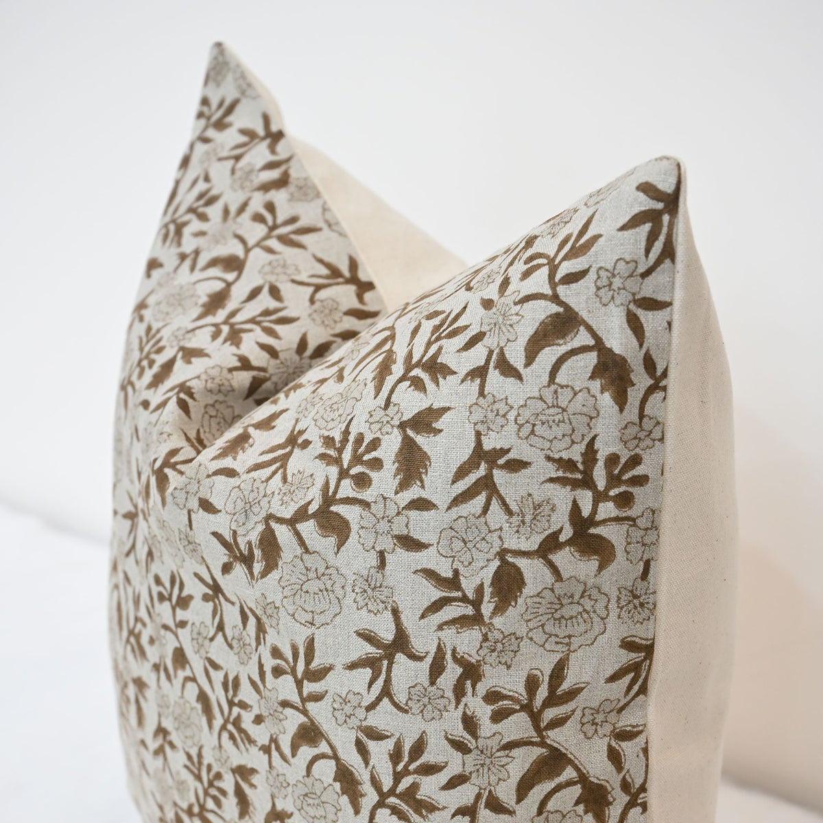 Kara Chestnut Linen Block Print Pillow Cover