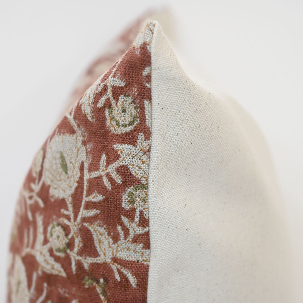 Eliza Rust Linen Block Print Pillow Cover