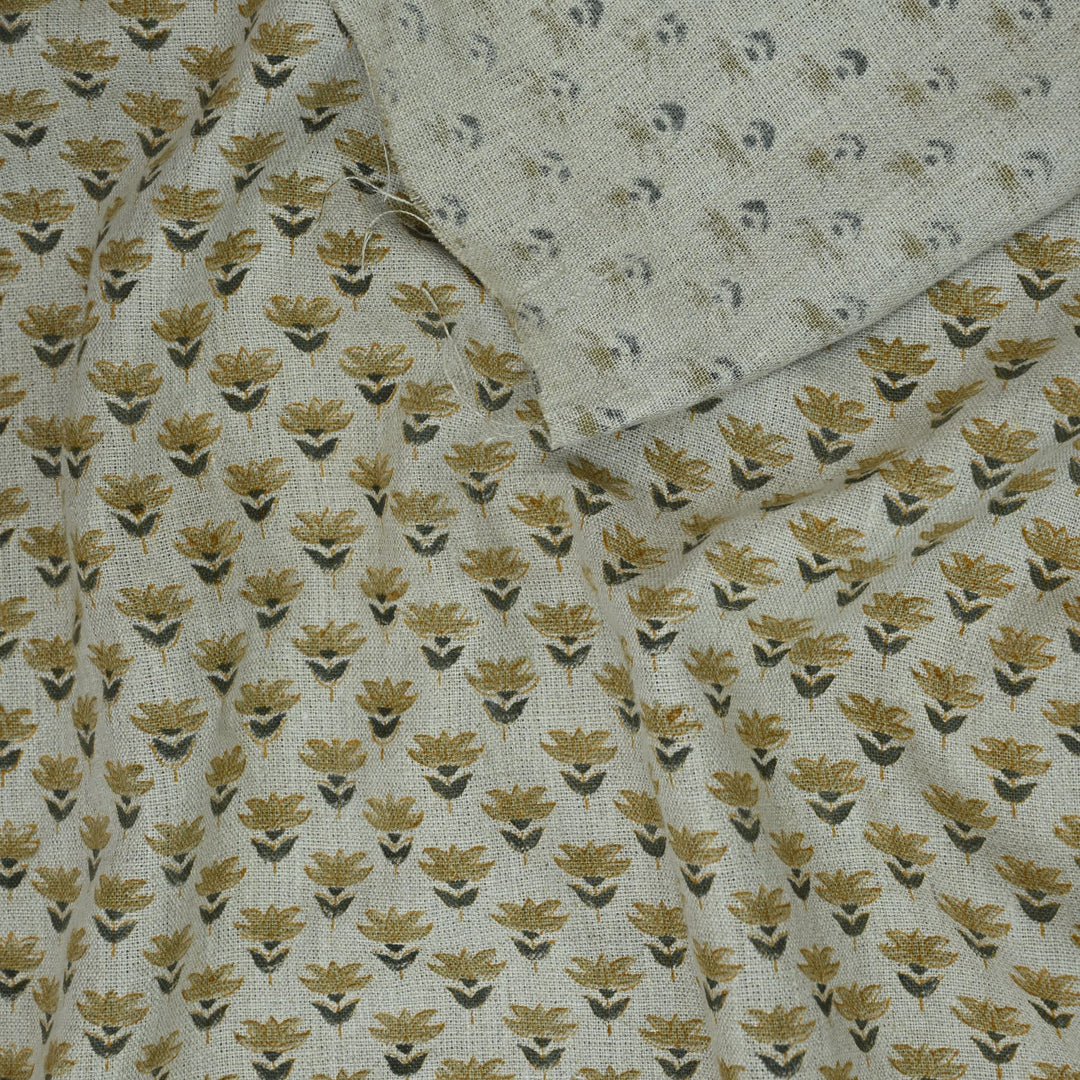 Artisan Block Print Linen Fabric - 17