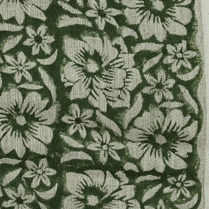 Yreva Floral Hand Block Print Linen Fabric