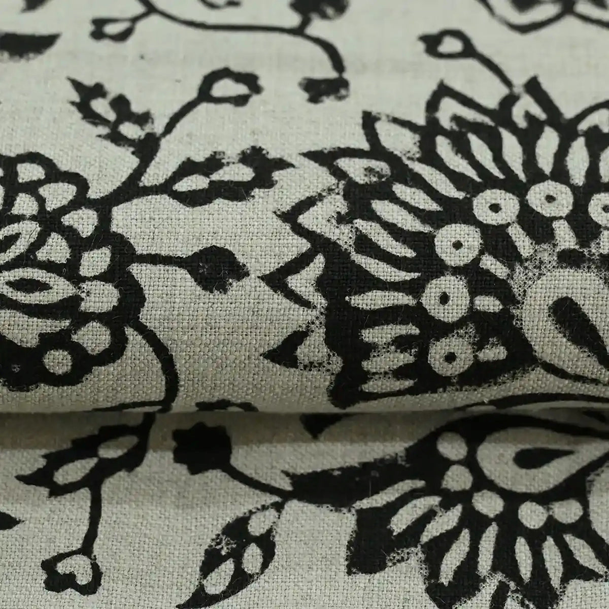 Knark Floral Hand Block Print  Linen Fabric