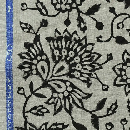 Knark Floral Hand Block Print  Linen Fabric