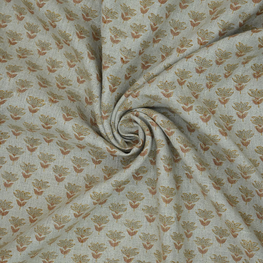 Artisan Block Print Linen Fabric - 17