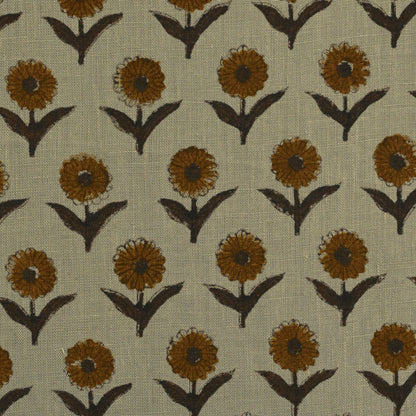 Derek Floral Block Print linen Fabric