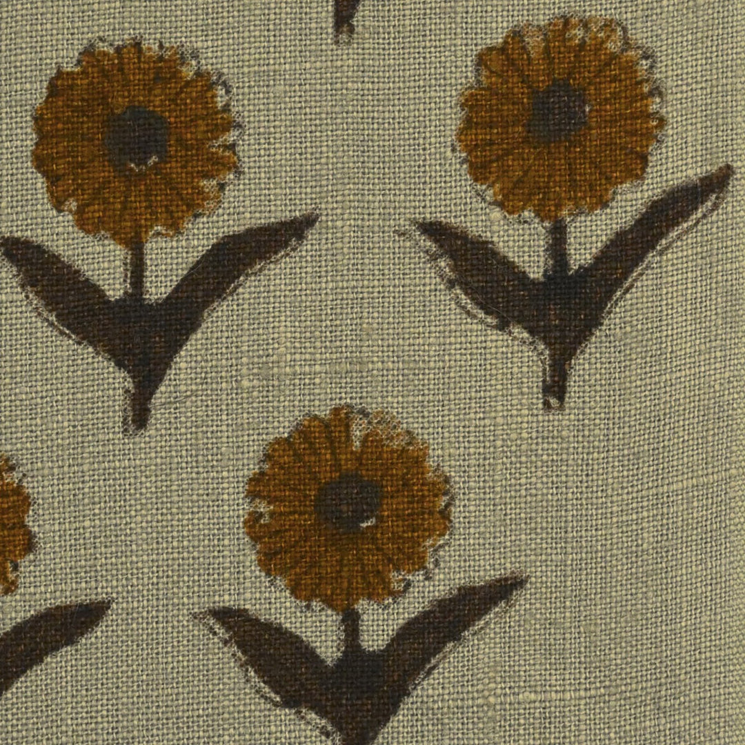 Artisan Block Print Linen Fabric - 16