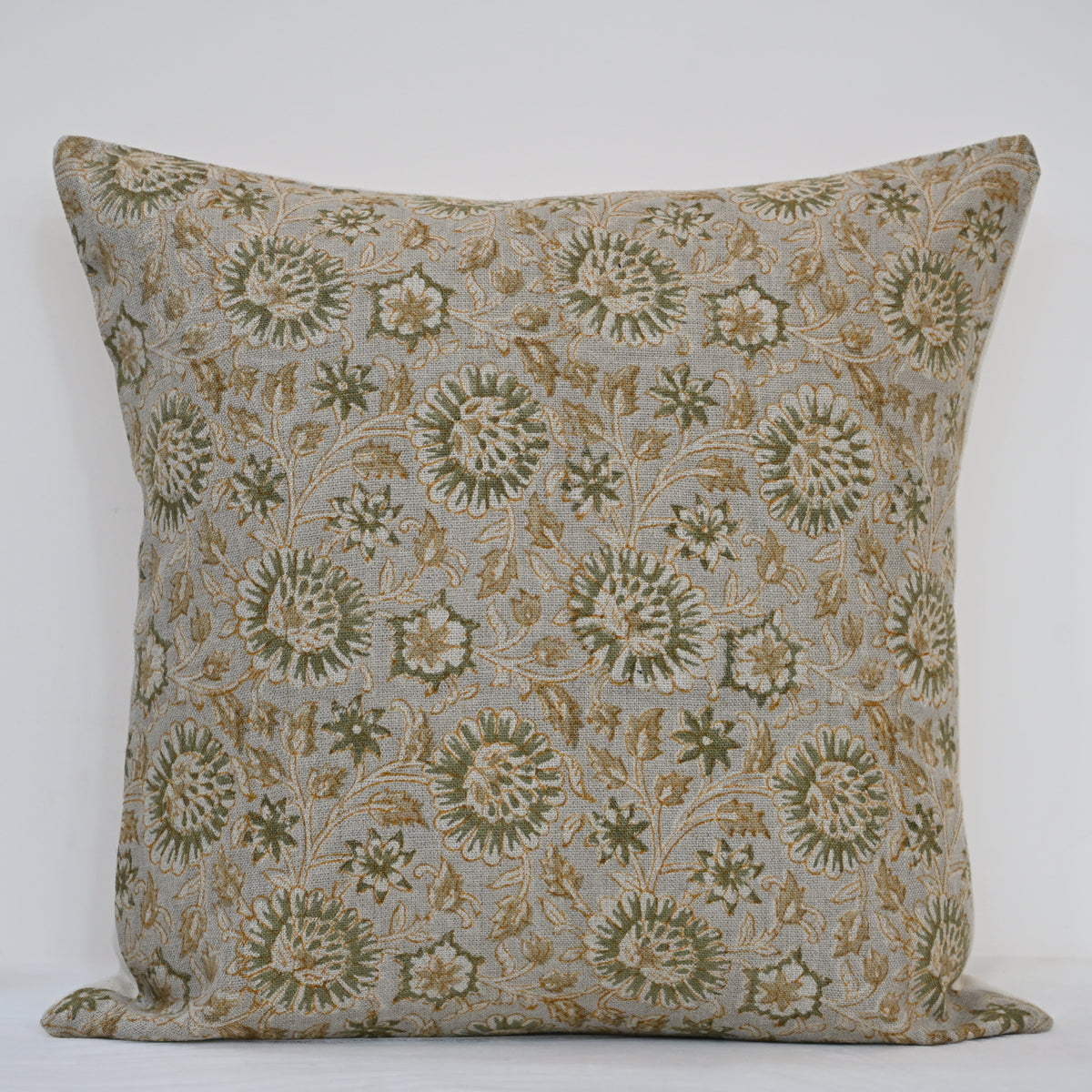 Alexis  Warm Linen Block Print Pillow Cover