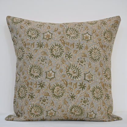 Alexis  Warm Linen Block Print Pillow Cover