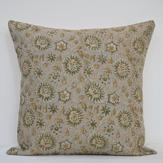 Alexis  Warm Linen Block Print Pillow Cover