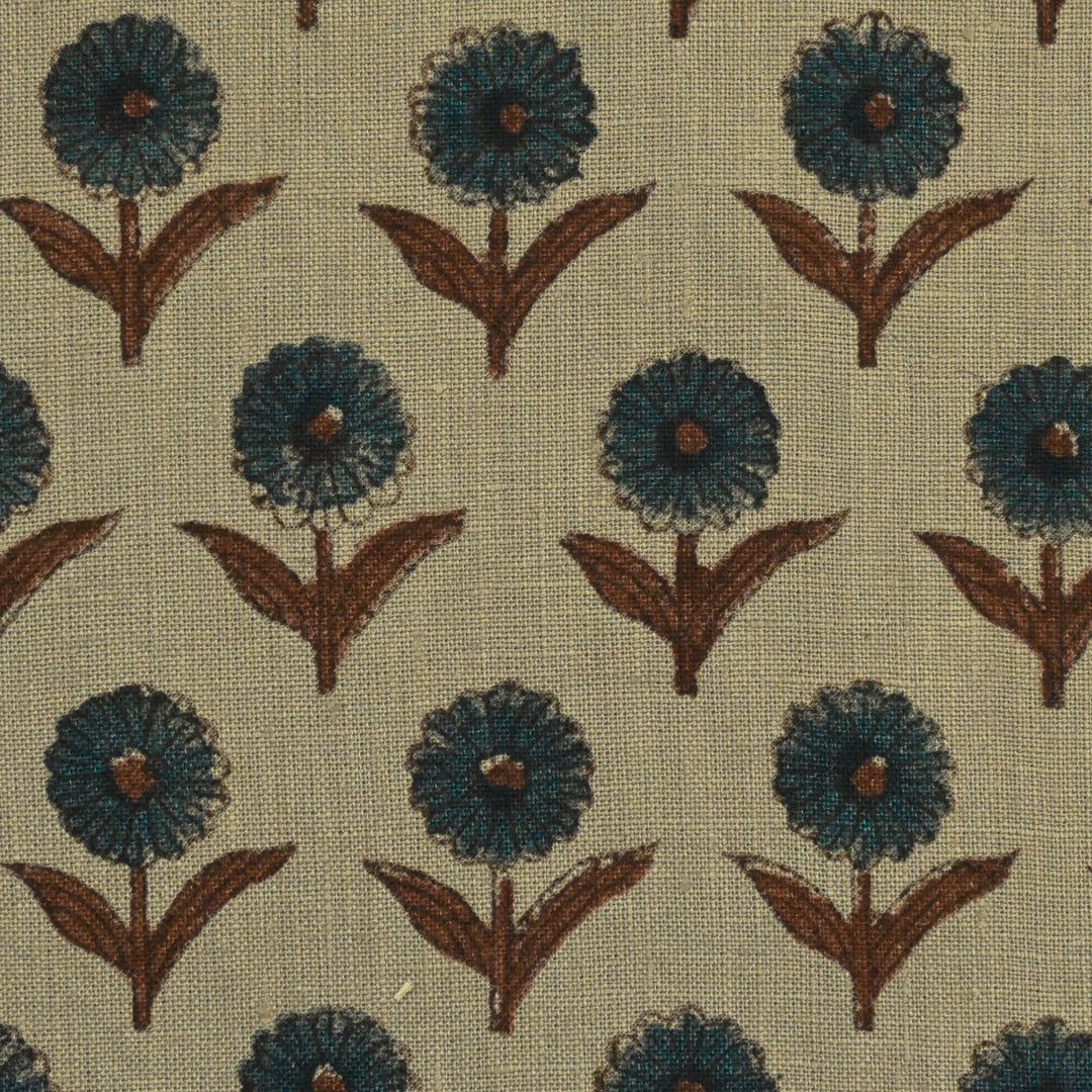 Artisan Block Print Linen Fabric - 16
