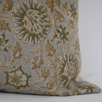Alexis  Warm Linen Block Print Pillow Cover