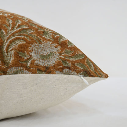 Elise Warm Linen Block Print Pillow Cover