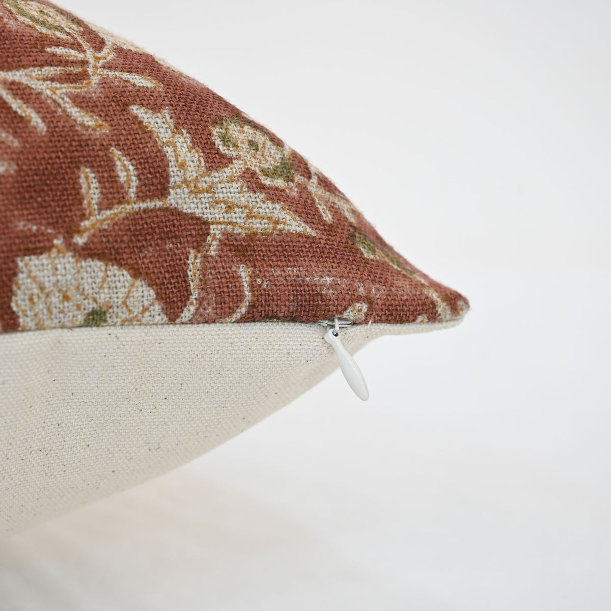 Eliza Rust Linen Block Print Pillow Cover