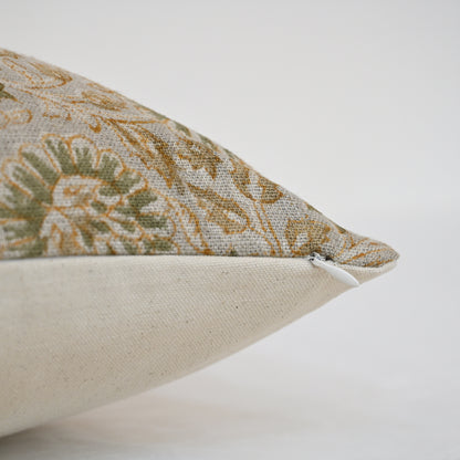 Alexis  Warm Linen Block Print Pillow Cover