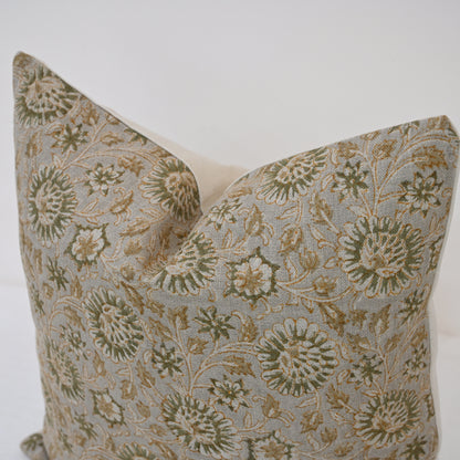 Alexis  Warm Linen Block Print Pillow Cover