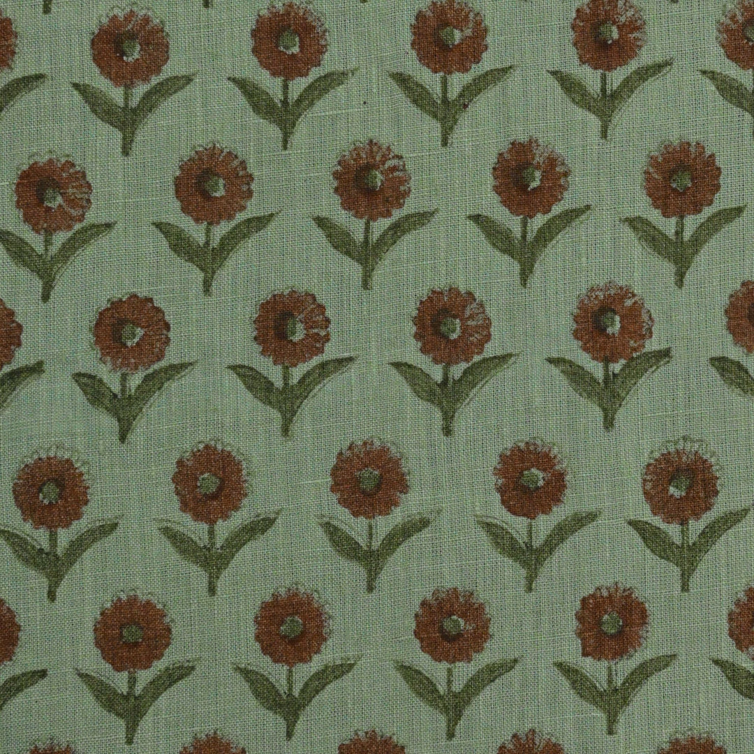 Artisan Block Print Linen Fabric - 16