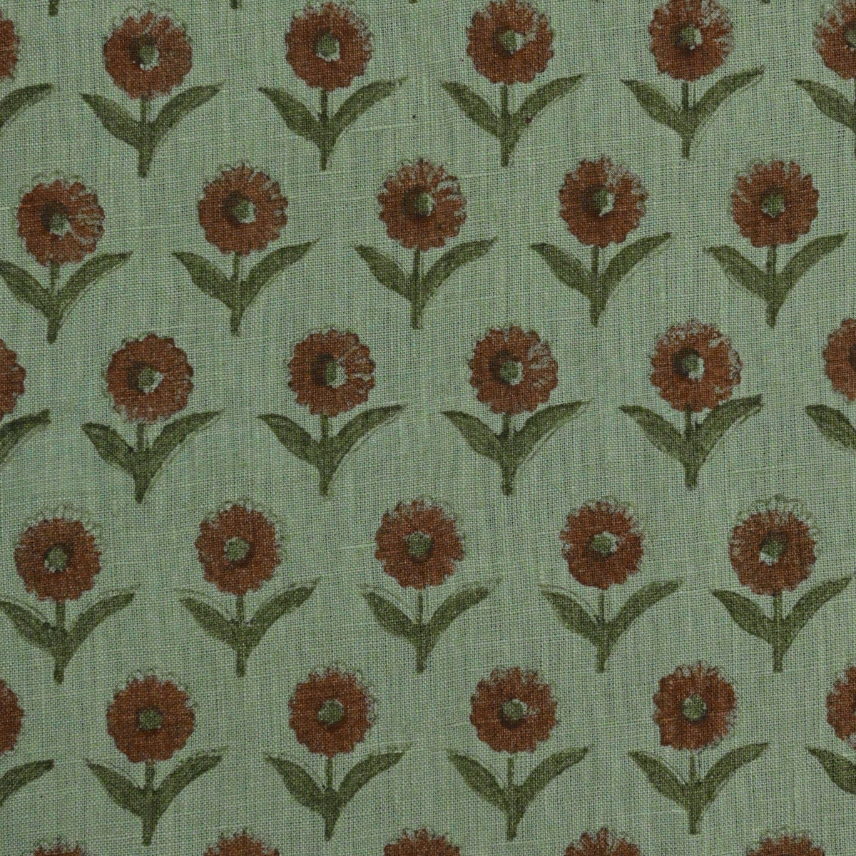 Derek Floral Block Print linen Fabric
