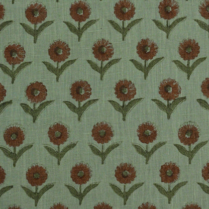 Derek Floral Block Print linen Fabric