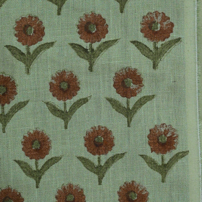 Derek Floral Block Print linen Fabric