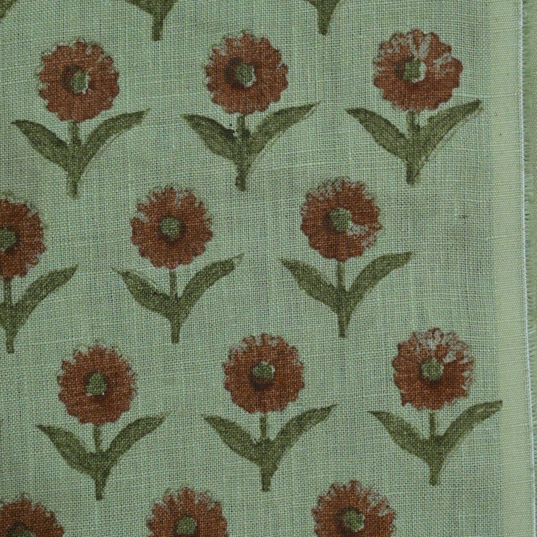 Artisan Block Print Linen Fabric - 16
