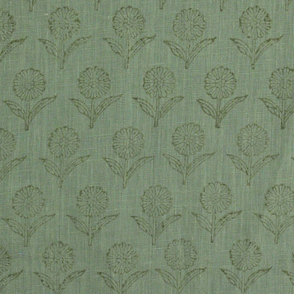 Derek Floral Block Print linen Fabric