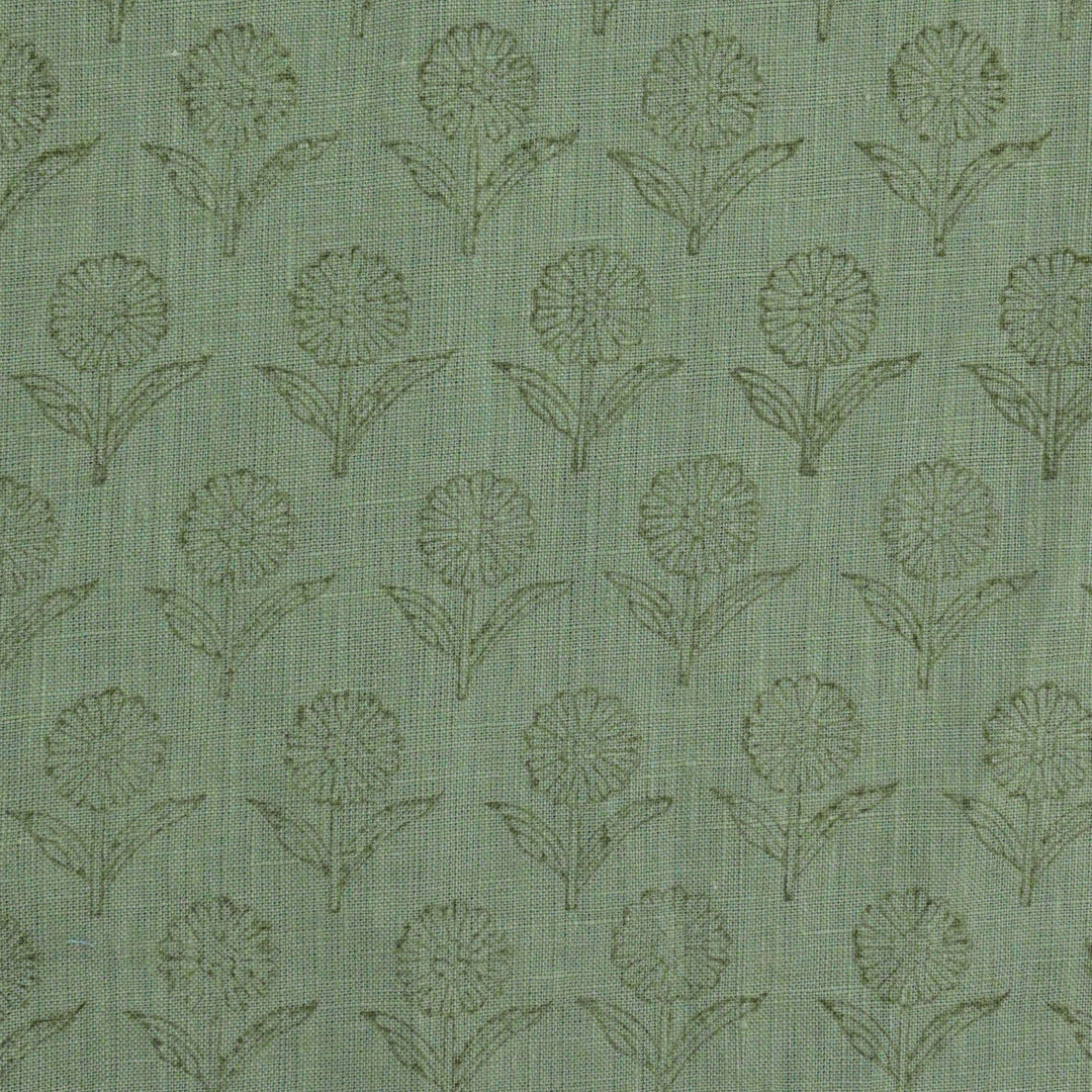 Artisan Block Print Linen Fabric - 16
