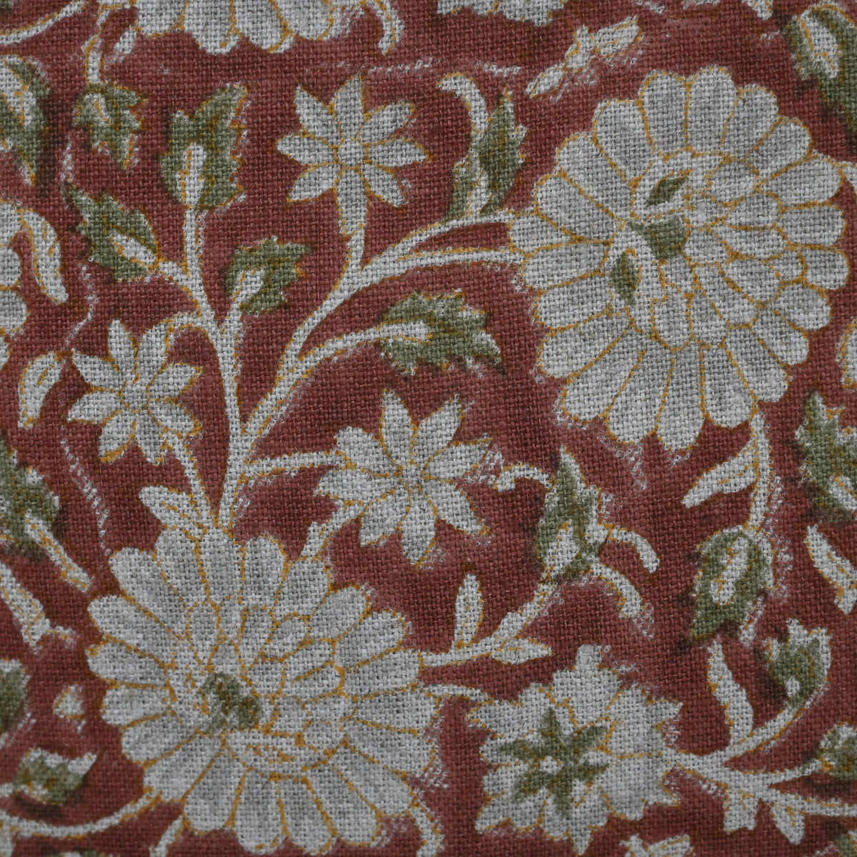 Alexis  Terracotta Linen Block Print Pillow Cover
