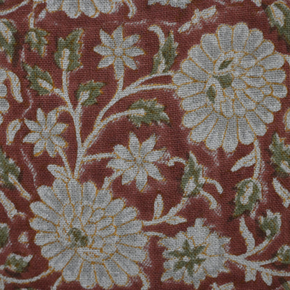 Alexis  Terracotta Linen Block Print Pillow Cover