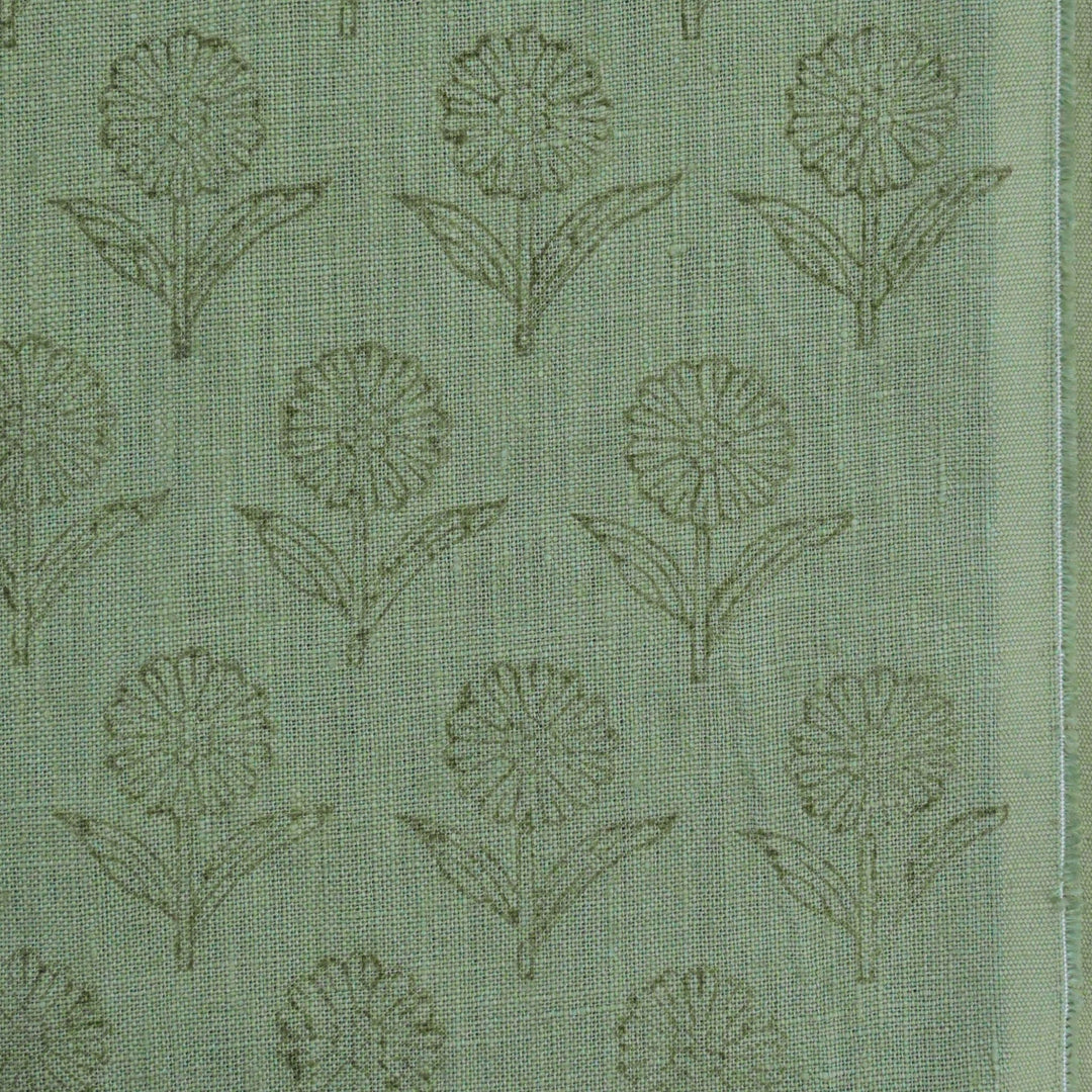Artisan Block Print Linen Fabric - 16