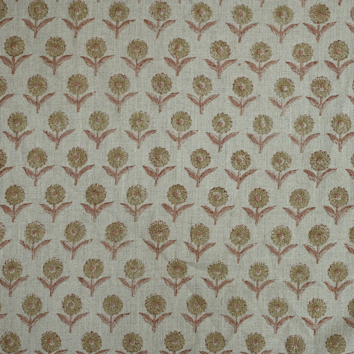 Derek Floral Block Print linen Fabric