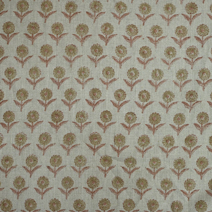 Derek Floral Block Print linen Fabric