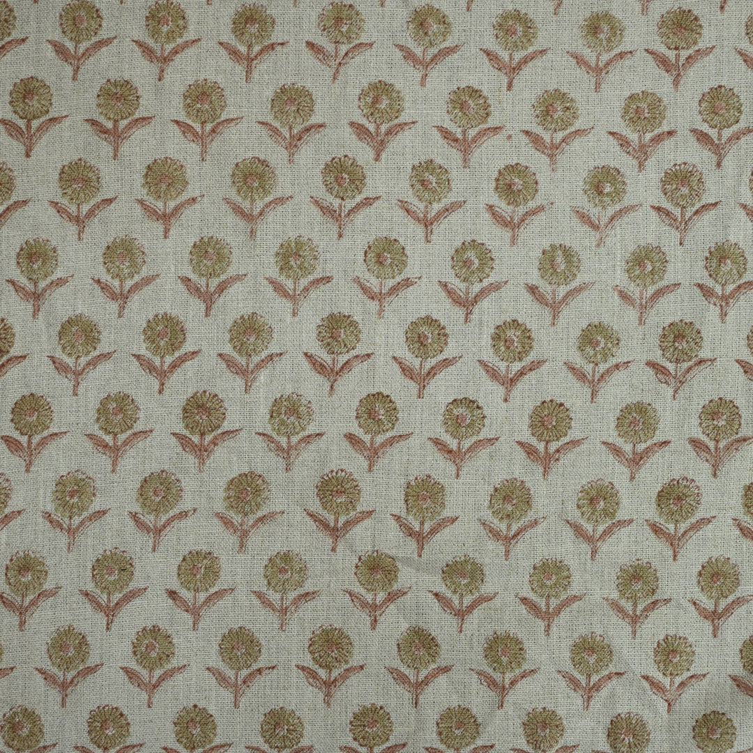 Artisan Block Print Linen Fabric - 15