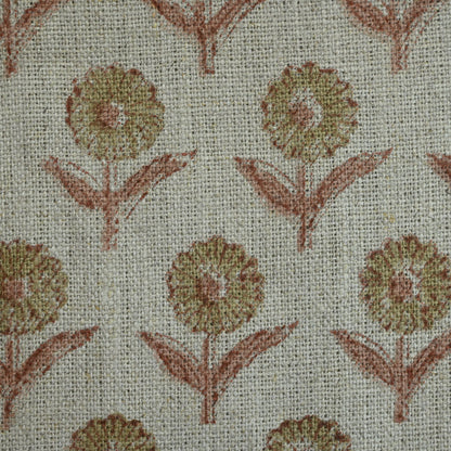 Derek Floral Block Print linen Fabric