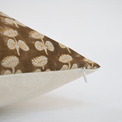 Joanna Espresso Linen Block Print Pillow Cover
