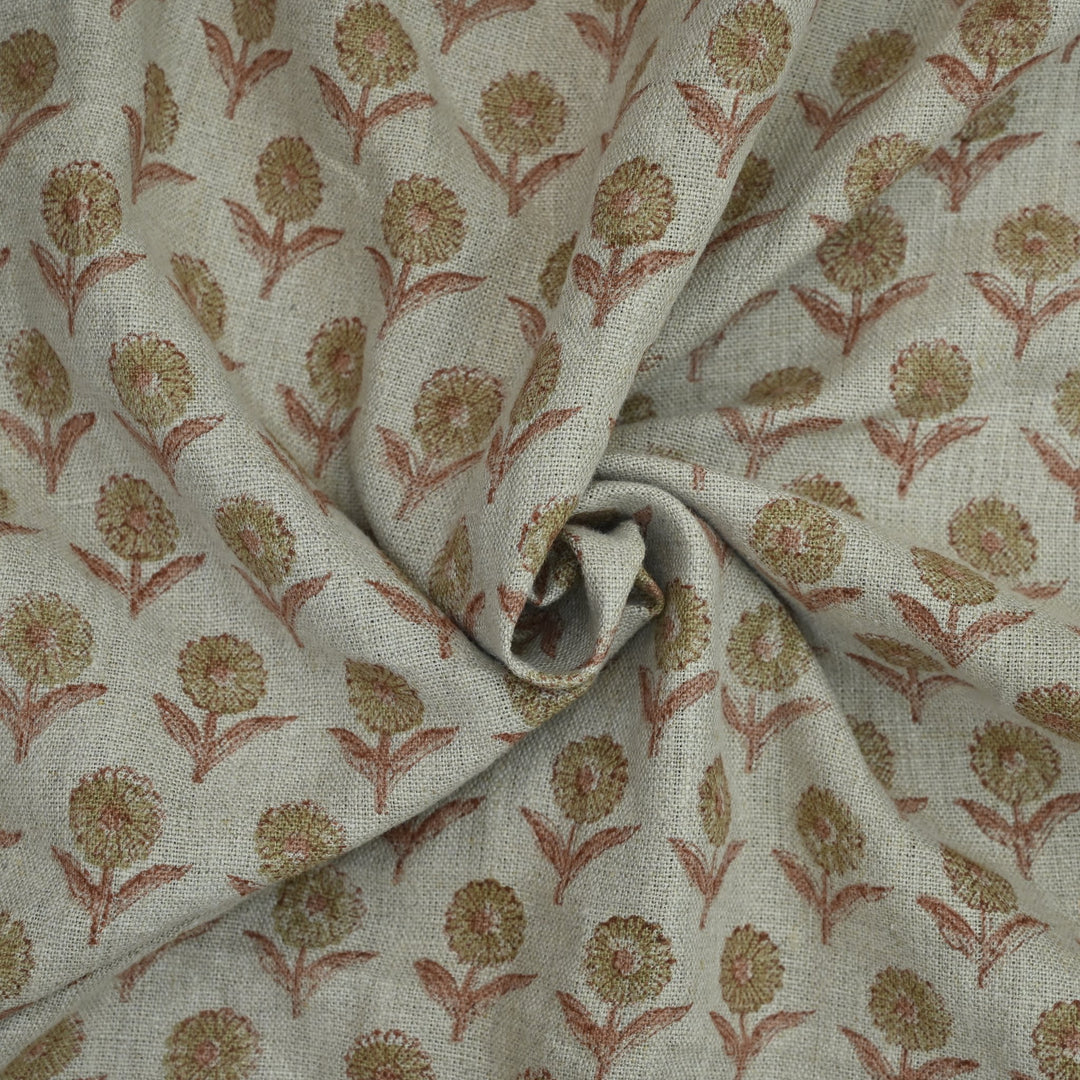 Artisan Block Print Linen Fabric - 15