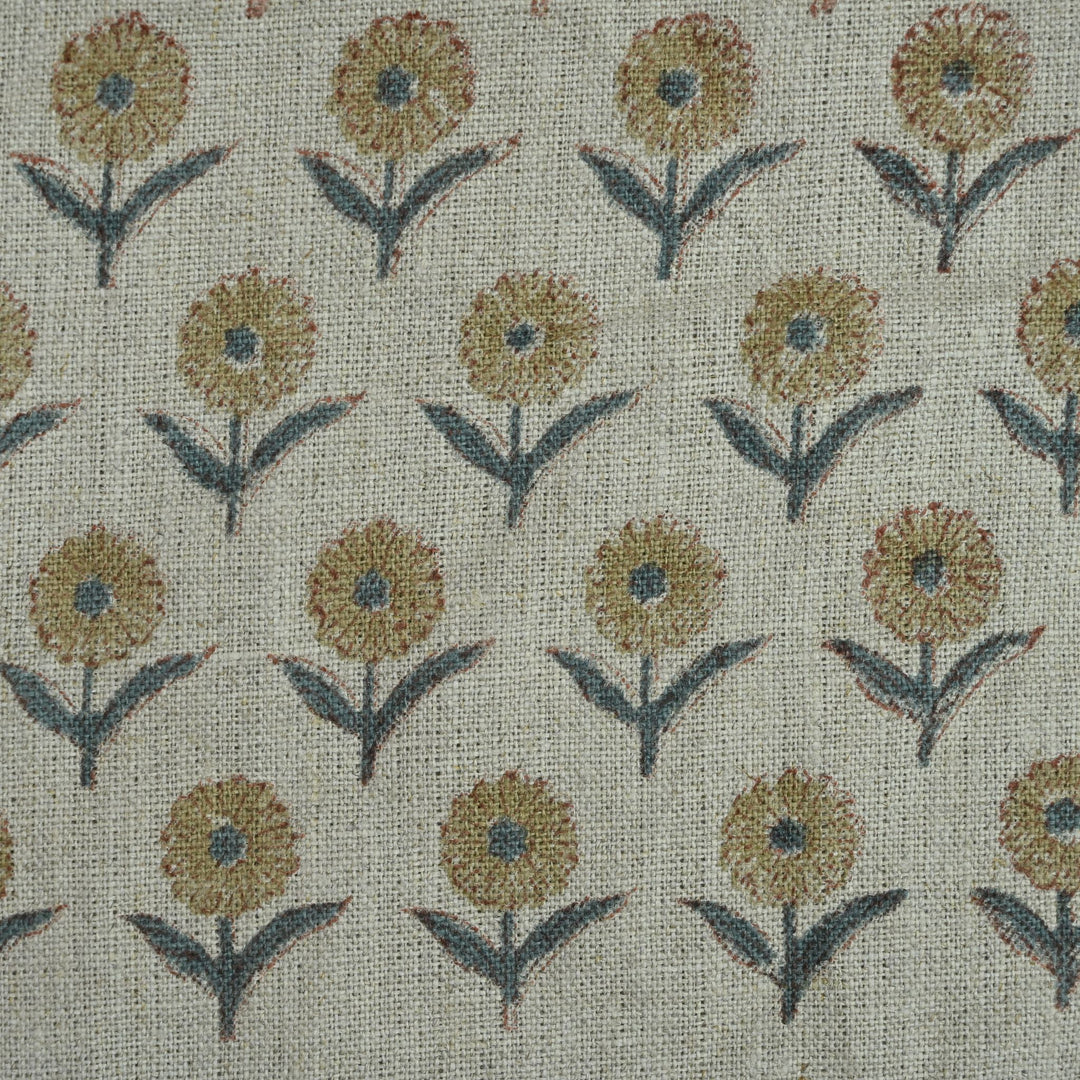 Artisan Block Print Linen Fabric - 15
