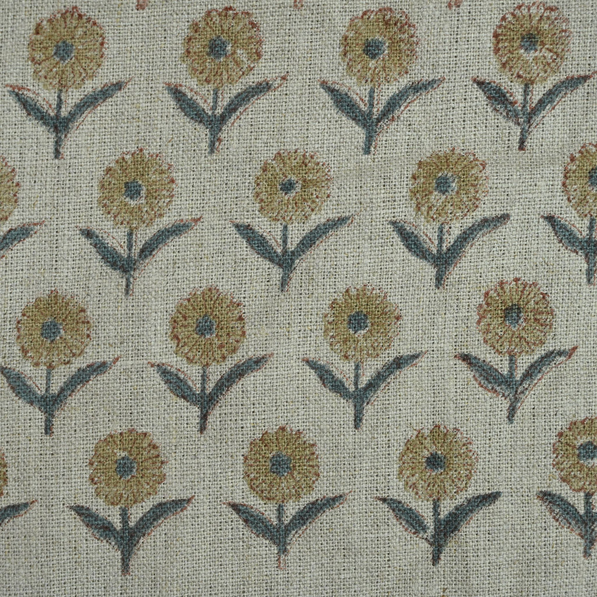 Derek Floral Block Print linen Fabric