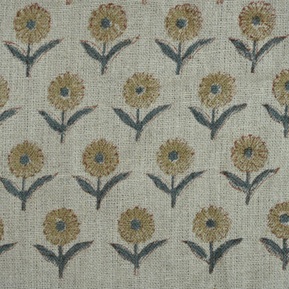 Derek Floral Block Print linen Fabric
