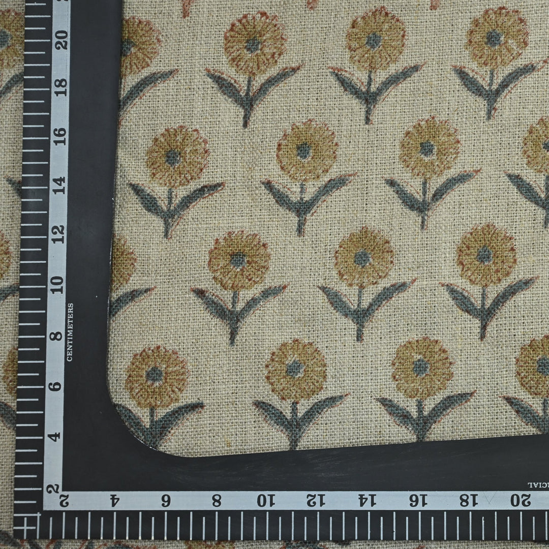 Artisan Block Print Linen Fabric - 15