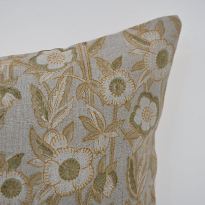 Maria Warm Linen Block Print Pillow Cover