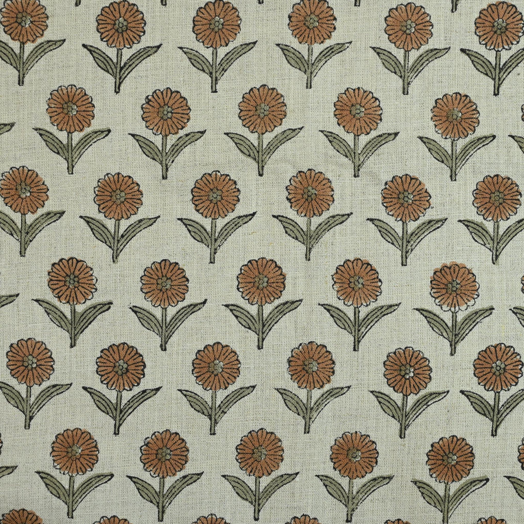 Artisan Block Print Linen Fabric - 15