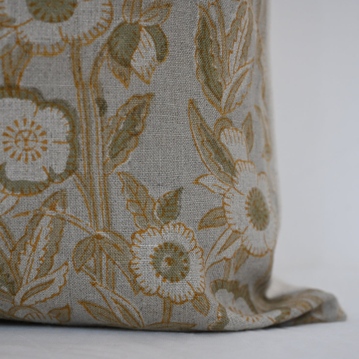Maria Warm Linen Block Print Pillow Cover