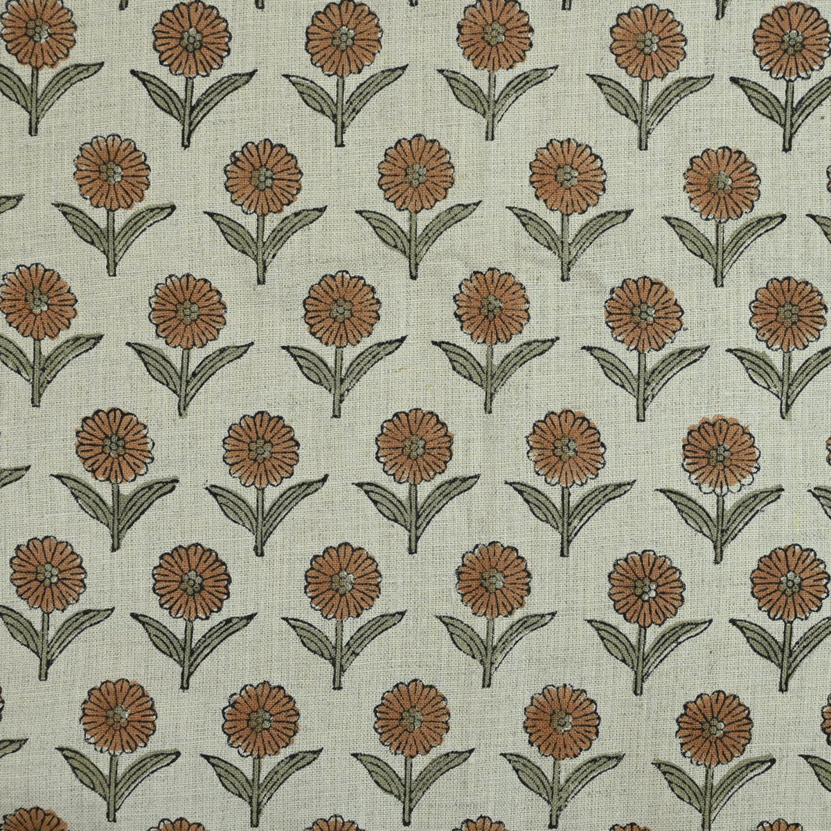 Derek Floral Block Print linen Fabric