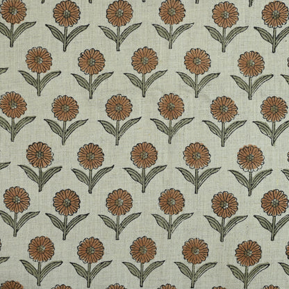 Derek Floral Block Print linen Fabric