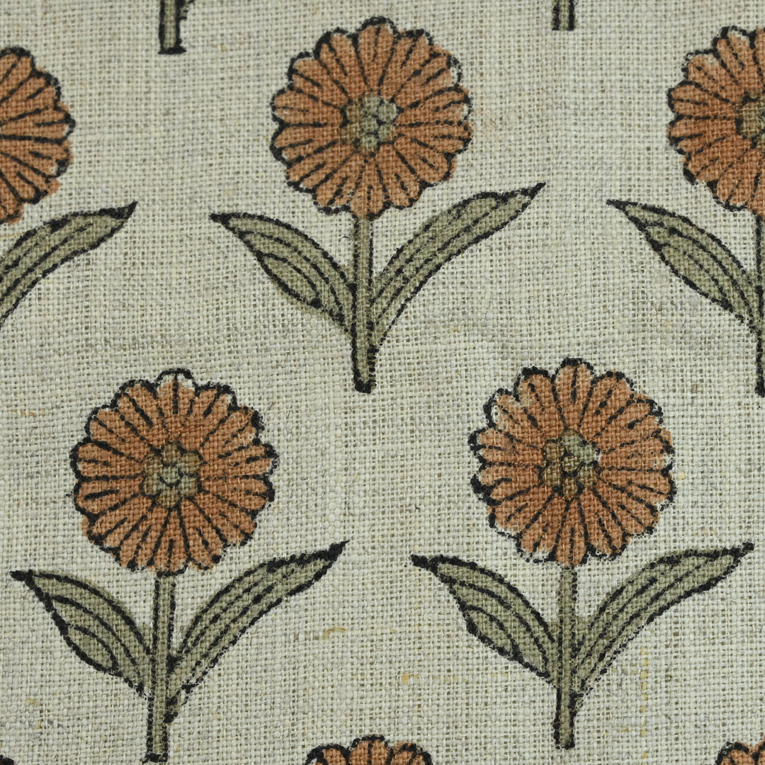 Artisan Block Print Linen Fabric - 15
